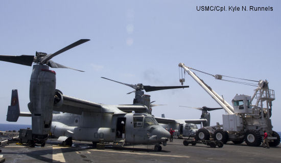 MV-22B maintenance at Sea