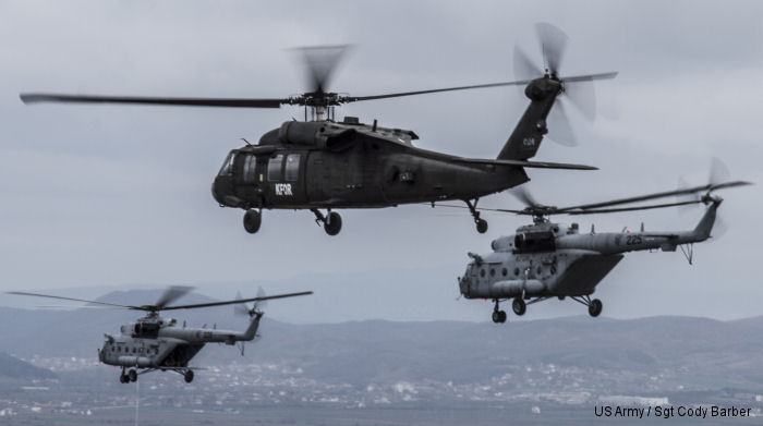 C/2-285th AVN, North Dakota National Guard, Black Hawk helicopter in training flight with <a href=/database/modelorg/2690/>Croatian</a> Mi-171Sh in Kosovo, March 2014