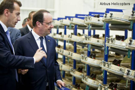 French President visits Airbus Helicopters Mexico