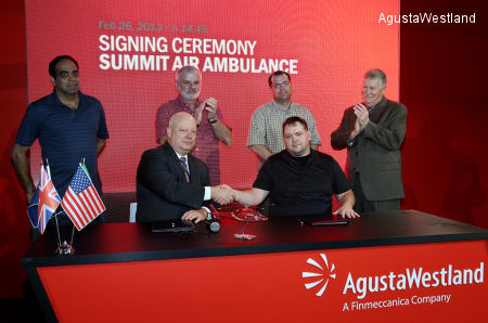 Summit Air Ambulance signs for two AW119Kx