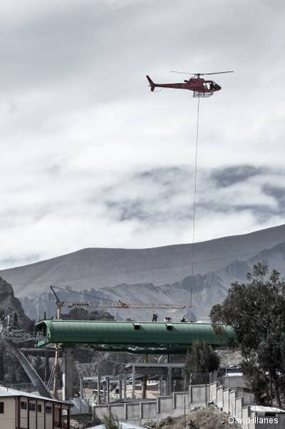 AS350 B3 pilot helps build worlds longest urban cable car system in Bolivia