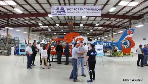 Metro Aviation completes 200th EC135