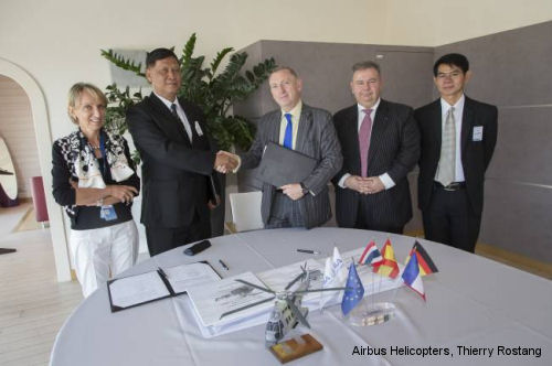 The Royal Thai Navy and Air Force acquire five EC645 T2 and two EC725 rotorcraft from Airbus Helicopters