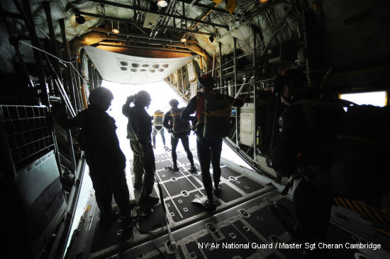New York Air Guard para-rescue jumpers show their stuff at air show