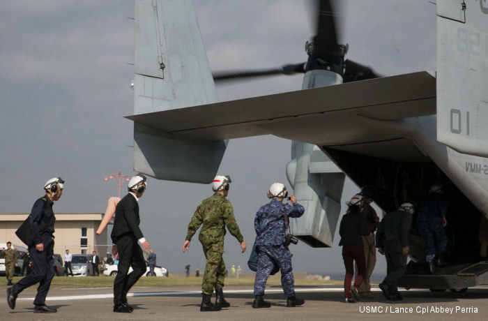 Marines answered Japanese officials questions about the aircraft and gave them a familiarization flight in the aircraft.