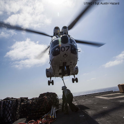 Marines and Sailors receive two tons of mail aboard the Bataan