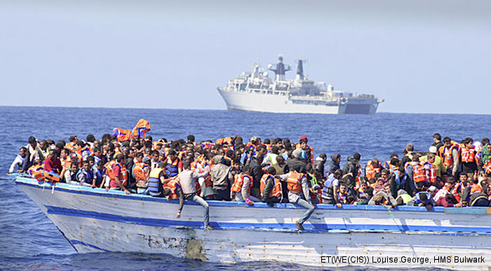 HMS Bulwark Rescues Migrants in the Mediterranean