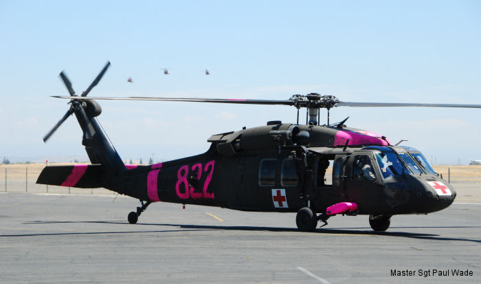 California Army National Guard, 40th Combat Aviation Brigade Task Force Medevac were training at Folsom Lake in Sacramento with Bambi bucket for the fire season.