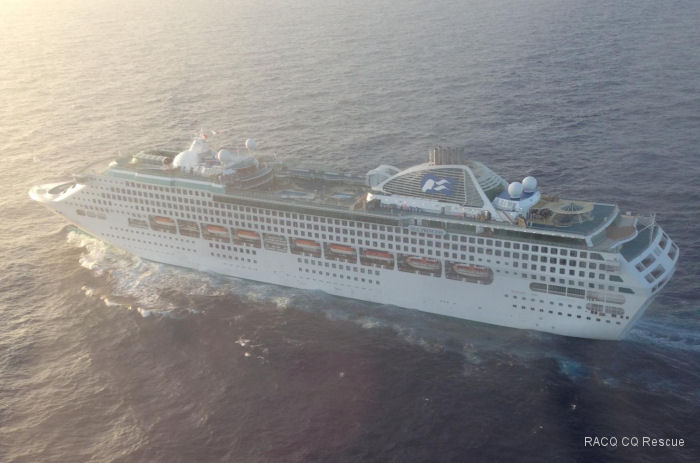 Bell 412 Winches Tourist From Cruise Ship 230km Offshore Bell 412 Winches Tourist From Cruise Ship 230km Offshore