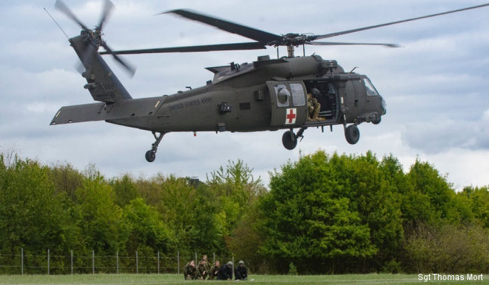 US Army 4-3 AVN, current rotational aviation force attached to the 12th Combat Aviation Brigade based in Germany, sent HH-60 Medevac Black Hawk to support training for German Bundeswehr Soldiers