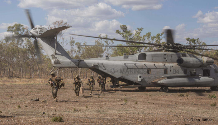 US Marines with Heavy Helicopter Squadron HMH-463, Marine Rotational Force Darwin, conducted training operations with CH-53E Super Stallion at Mount Bundy Training Area, Northern Territory, Australia