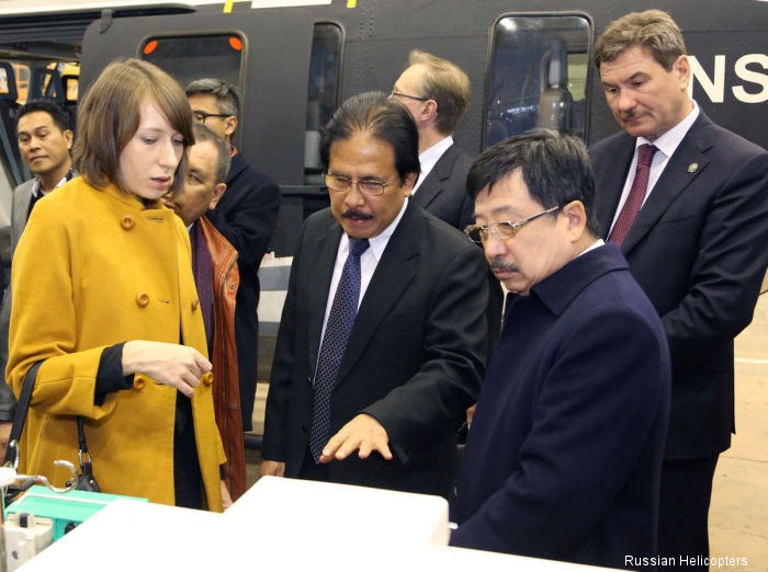 Russian Minister of Industry and Trade Denis Manturov and Indonesian delegation visit Russian Helicopters Kazan plant