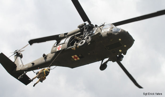 U.S. Army Reserve 5-159th AVN <a href=/database/model/1231/>HH-60M Black Hawk</a> medic crew based at Camp Bondsteel, Kosovo  lead a course in medical evacuation (MedEvac) operations for their multinational partners