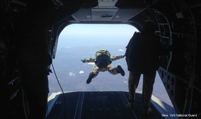 Two New York Army National Guard CH-47 Chinook helicopters are in Rhode Island this weekend supporting the oldest and largest international military parachute competition in the world.