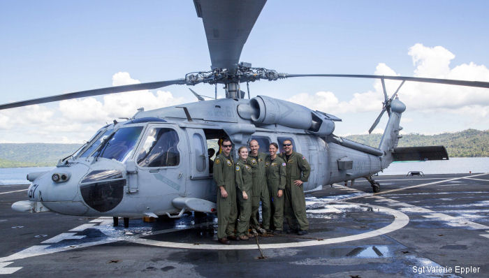 Sikorsky MH-60S Seahawk helicopter and crew from Helicopter Sea Combat Squadron HSC-21 embarked on USNS Mercy for Pacific Partnership 2015.
