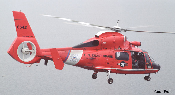 Helicopter Aerospatiale HH-65 Dolphin Serial 6195 Register 6542 used by US Coast Guard USCG. Aircraft history and location