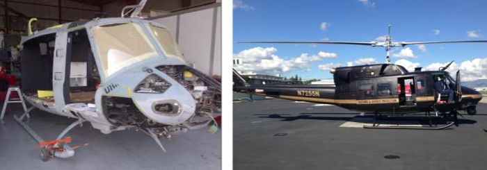 First of 8 former Marines UH-1N helicopter was completely overhauled and delivered to the US Customs and Border Protection’s Office. Cost  is $1.3 million per helicopter, replacement  would cost $9.8