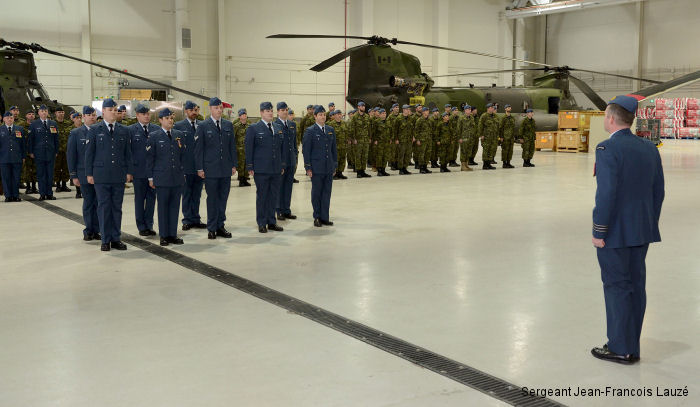 Aircrew ready to lift off in CH-147F Chinooks