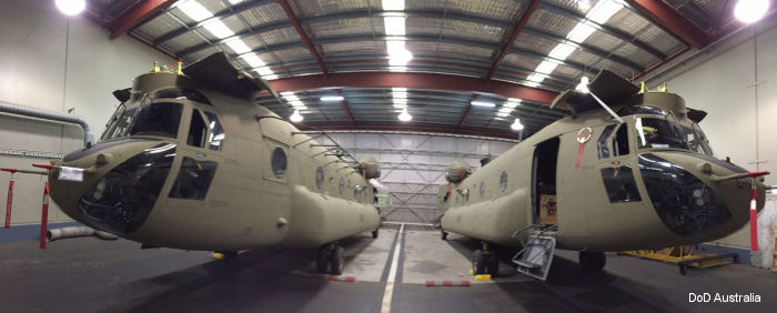 The new CH-47F Chinooks came straight off the Boeing production line via USAF C-17 cargo aicraft