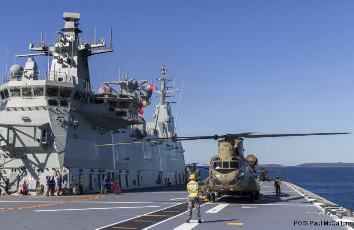 Australian CH-47F on Trials Aboard HMAS Adelaide