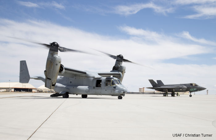 Marine Operational Test & Evaluation Squadron VMX-22 validate ground refueling from an MV-22B to an F-35B  Joint Strike Fighter which is integral to the construct of the Marine Air Ground Task Force