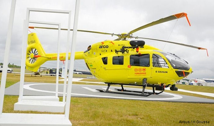 Airbus formally handed over the second and final H145 / EC145T2 to Yorkshire Air Ambulance (YAA) at the Farnborough Air Show 2016