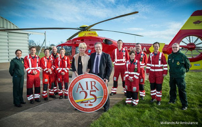 2016 marks the 25th anniversary of the vitally important emergency pre-hospital service provided by Midlands Air Ambulance Charity.