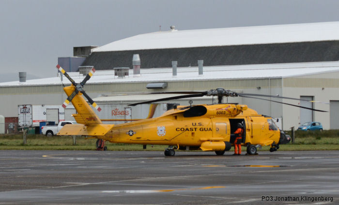 US Coast Guard Air Station Astoria received a yellow-painted MH-60 Jayhawk helicopter in celebration of 100 years of Coast Guard aviation representing colors used in early years