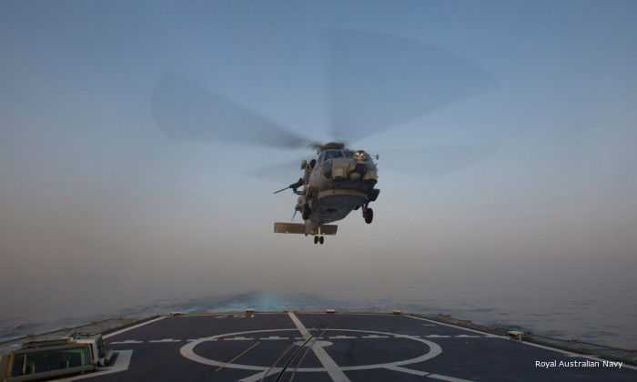 Royal Australian Navy new MH-60R Seahawk deployed for the first time with frigate HMAS Perth to the Middle East as part of Operation Manitou