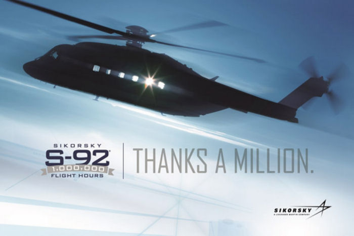 Global S-92 Fleet Surpasses One Million Flight Hours