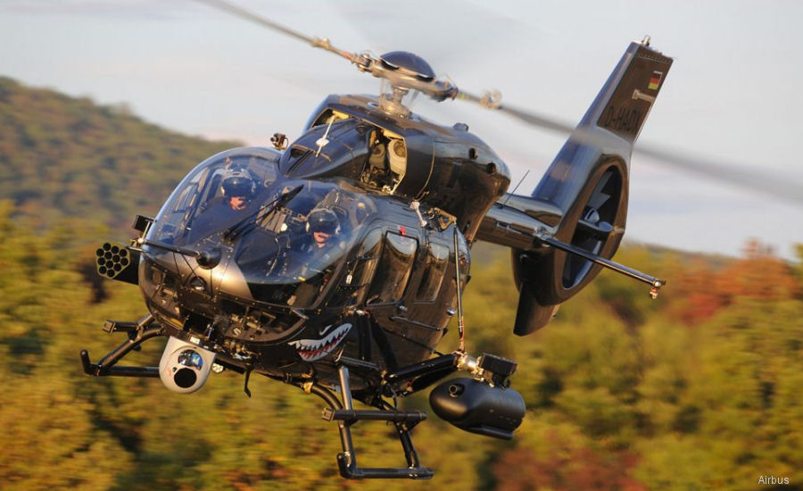 Airbus tested the HForce weapon system on a H145M at Pápa Airbase in Hungary including guns, unguided rockets and cannons. The H145M, a militarized EC145T2, was acquired by Germany, Serbia and Thailand