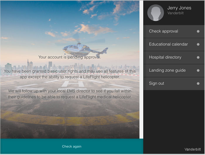 Vanderbilt LifeFlight App for Emergency Responders