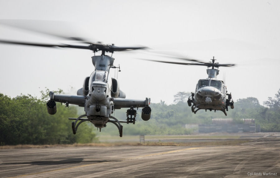 Marines AH-1Z and UH-1Y Training in Okinawa