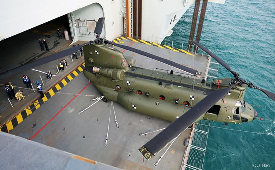 Chinook First Time On HMS Queen Elizabeth Hangar