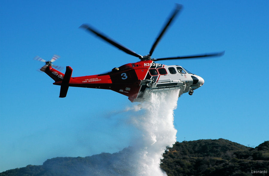 Helicopter AgustaWestland AW139 Serial 41012 Register N303FD used by LAFD (Los Angeles Fire Department). Built 2008. Aircraft history and location