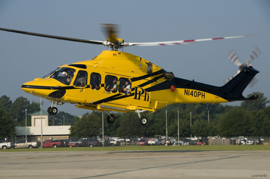 Helicopter AgustaWestland AW139 Serial 41254 Register N140PH N380SH used by PHI Inc ,AgustaWestland Philadelphia (AgustaWestland USA). Built 2011. Aircraft history and location