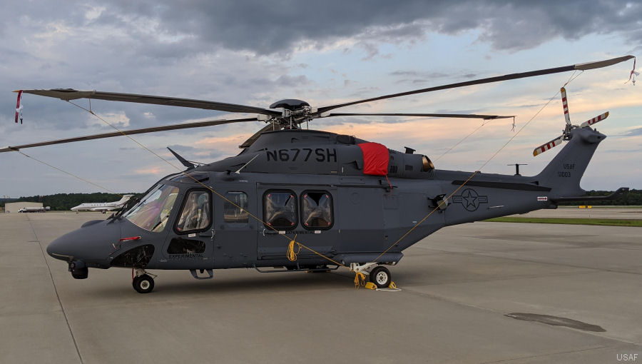 Helicopter Boeing MH-139A Grey Wolf Serial 41803 Register 18-1003 N677SH used by US Air Force USAF ,AgustaWestland Philadelphia (AgustaWestland USA). Built 2019. Aircraft history and location