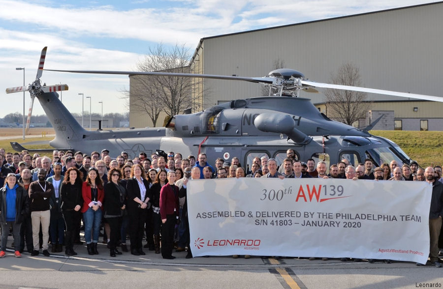 Leonardo Philadelphia delivers 300th AW139
