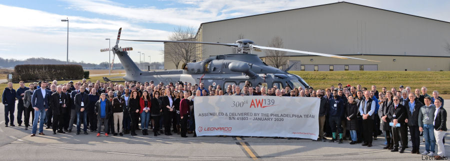 Leonardo Philadelphia delivers 300th AW139