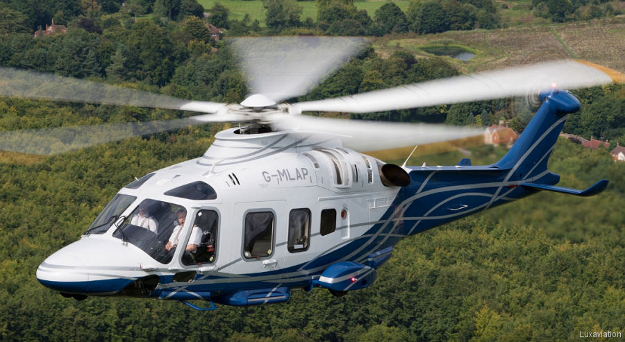Helicopter AgustaWestland AW169 Serial 69020 Register G-MLAP used by Starspeed Ltd. Built 2017. Aircraft history and location