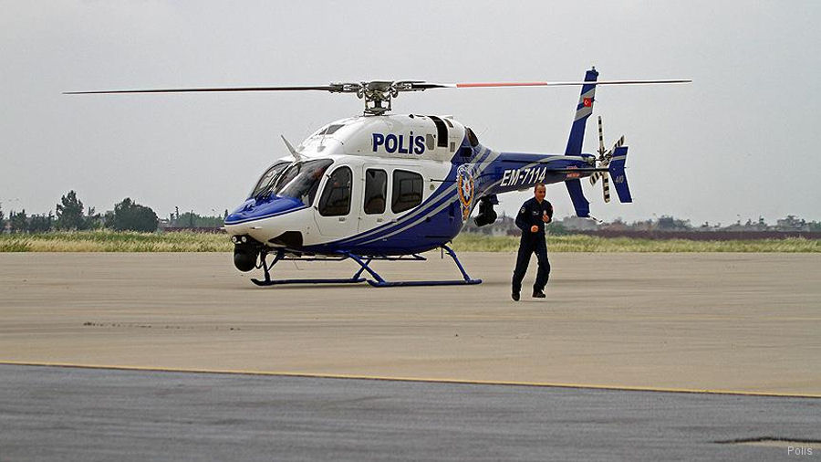 Helicopter Bell 429 Serial 57114 Register EM-7114 N479VB C-GTKD used by Polis Havacilik Daire Baskanligi EGM (Turkish National Police) ,Bell Helicopter ,Bell Helicopter Canada. Built 2012. Aircraft history and location