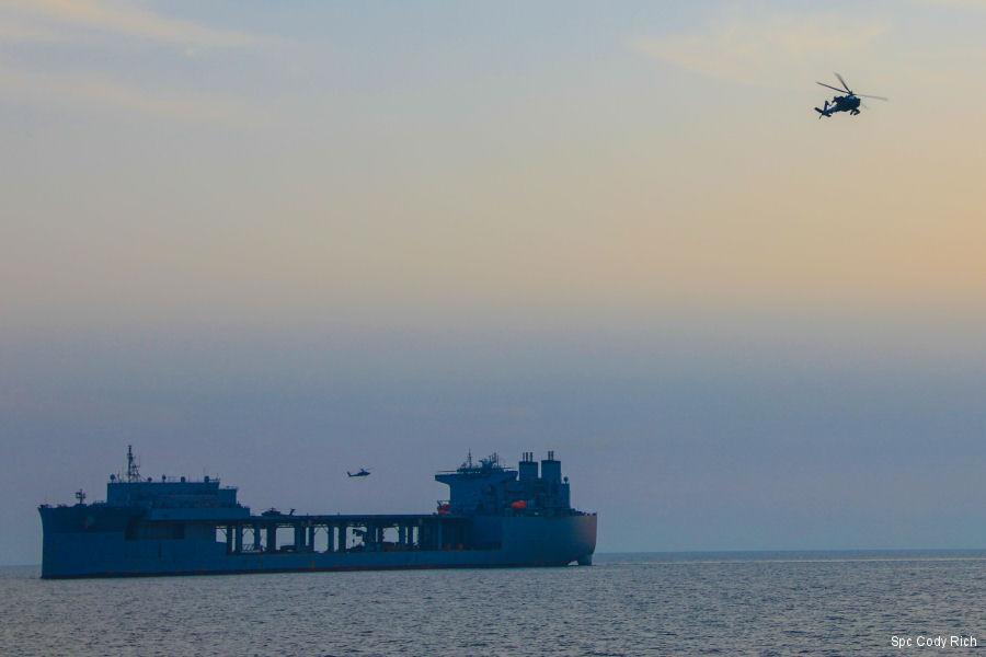 Apaches Trained with Expeditionary Landing Base Ship