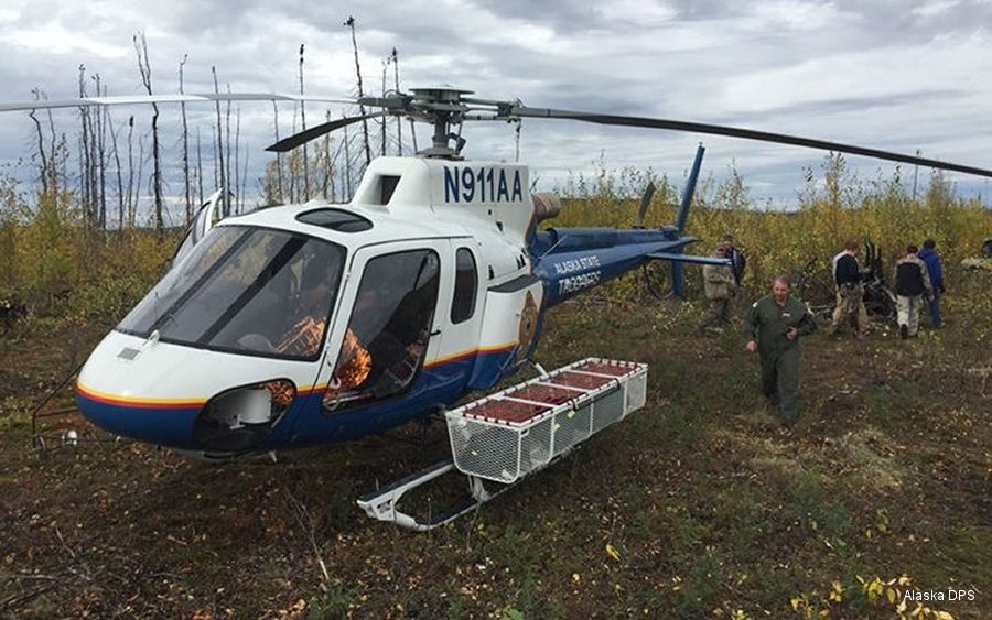 Helicopter Eurocopter AS350B3e Ecureuil Serial 7536 Register N911AA N49FA used by Alaska Department of Public Safety (Alaska DPS) ,American Eurocopter (Eurocopter USA). Built 2013. Aircraft history and location