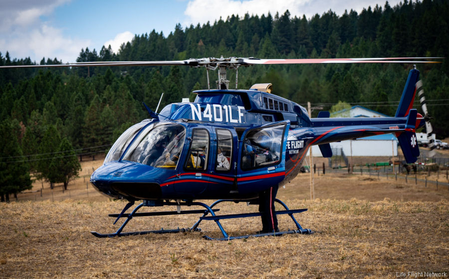 Helicopter Bell 407GXi Serial 54865 Register N401LF used by LFN (Life Flight Network) ,Bell Helicopter. Built 2019. Aircraft history and location