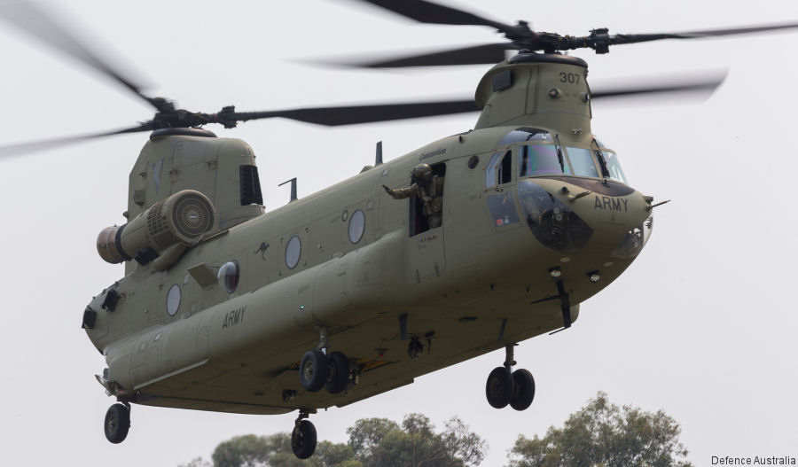 Helicopter Boeing CH-47F Chinook Serial M.7437 Register A15-307 used by Australian Army Aviation (Australian Army). Aircraft history and location