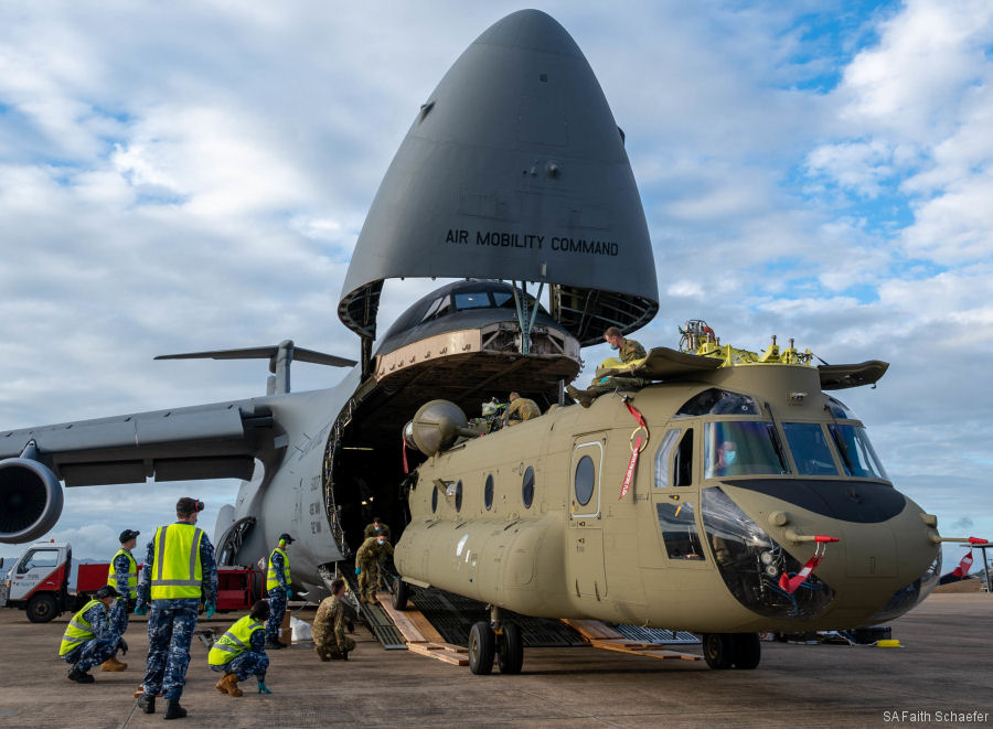 USAF C-5 Delivers Two Chinooks to Australia
