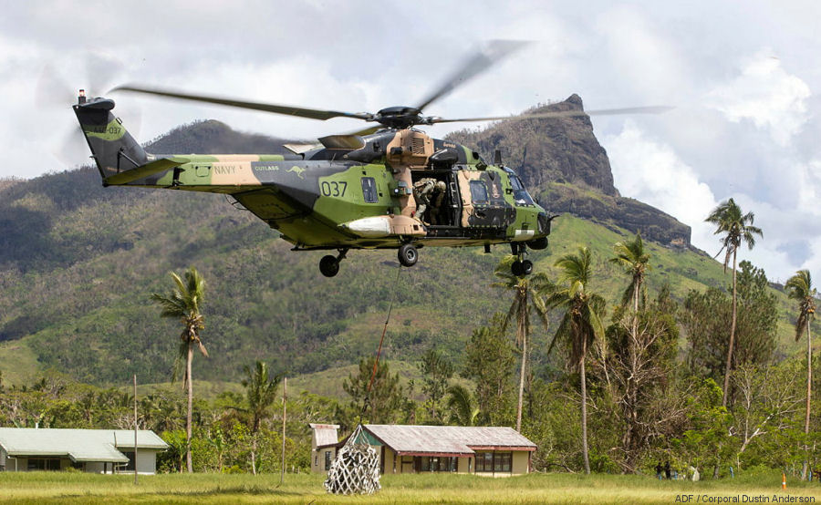 Helicopter NH Industries MRH90 Taipan Serial unknown Register A40-037 used by Fleet Air Arm (RAN) RAN (Royal Australian Navy). Aircraft history and location