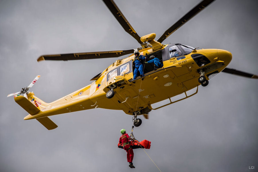 Helicopter AgustaWestland AW169 Serial 69013 Register EI-FNT used by Elitaliana / Free Air ,LCI Aviation (Lease Corporation International). Built 2016. Aircraft history and location