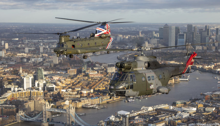 RAF Chinook and Puma Joint Flight