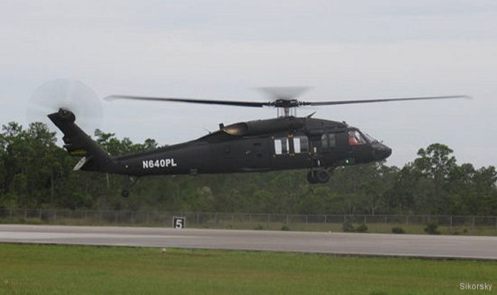 Helicopter Sikorsky S-70M Black Hawk Serial 70-4091 Register N640PL used by Sikorsky Helicopters. Aircraft history and location